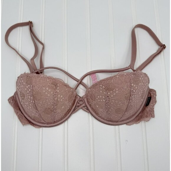 PINK Women Bra 32B Pink Date Push Up Underwired Adjustable Straps - Picture 1 of 5